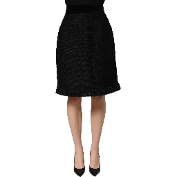 Black High Waist Pencil Cut Knee Length Skirt