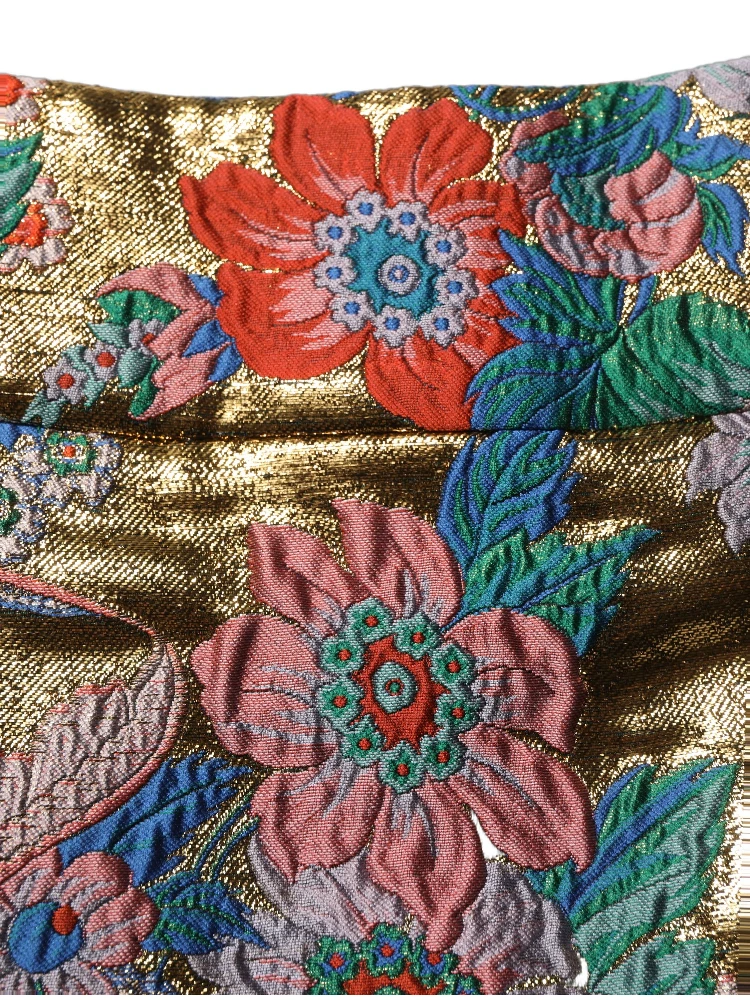 Multicolor Floral Jacquard MidWaist Mini Skirt