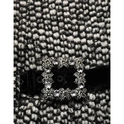 Black White Tweed High Waist Pleated Skirt