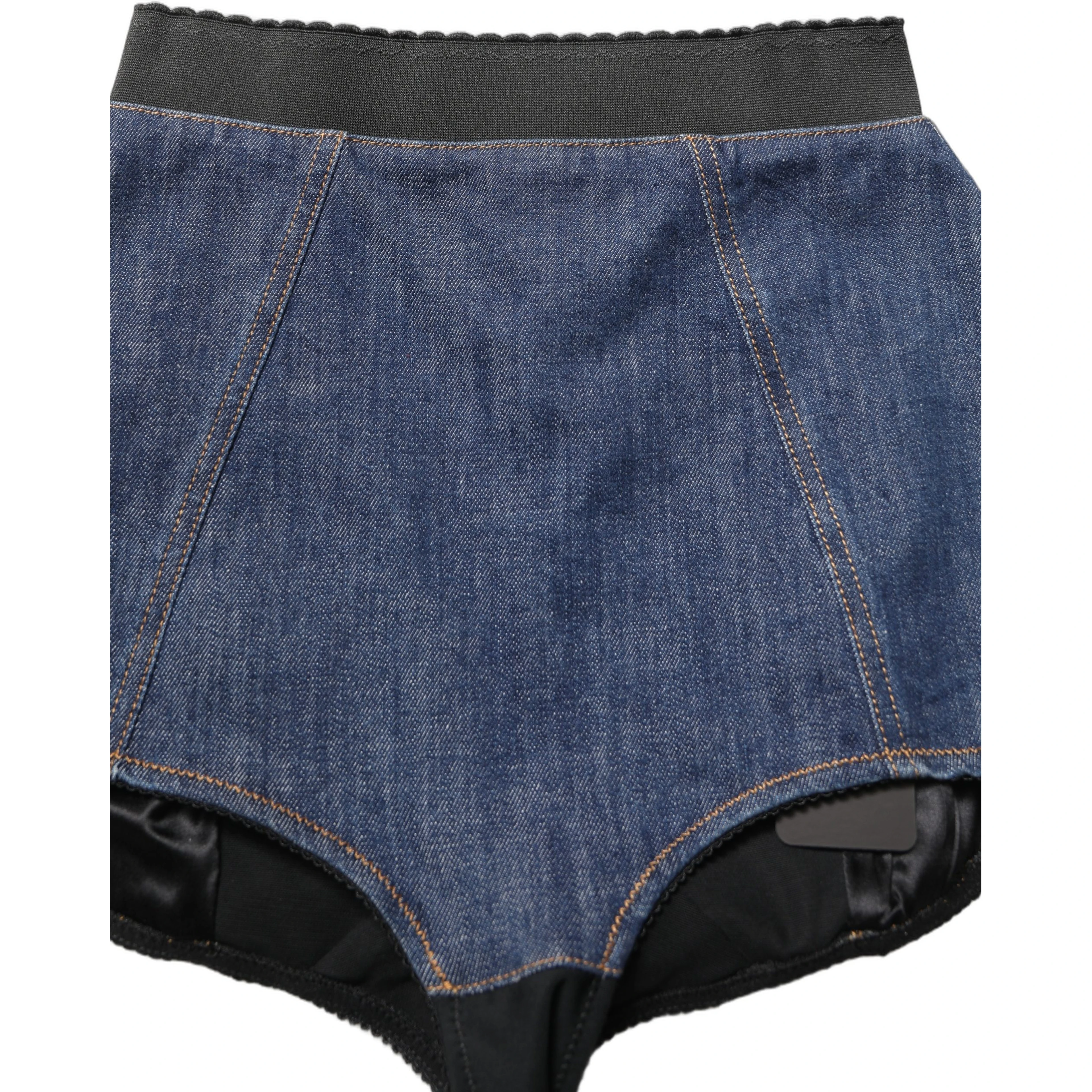 Blue Cotton High Waist Denim Hotpants Shorts