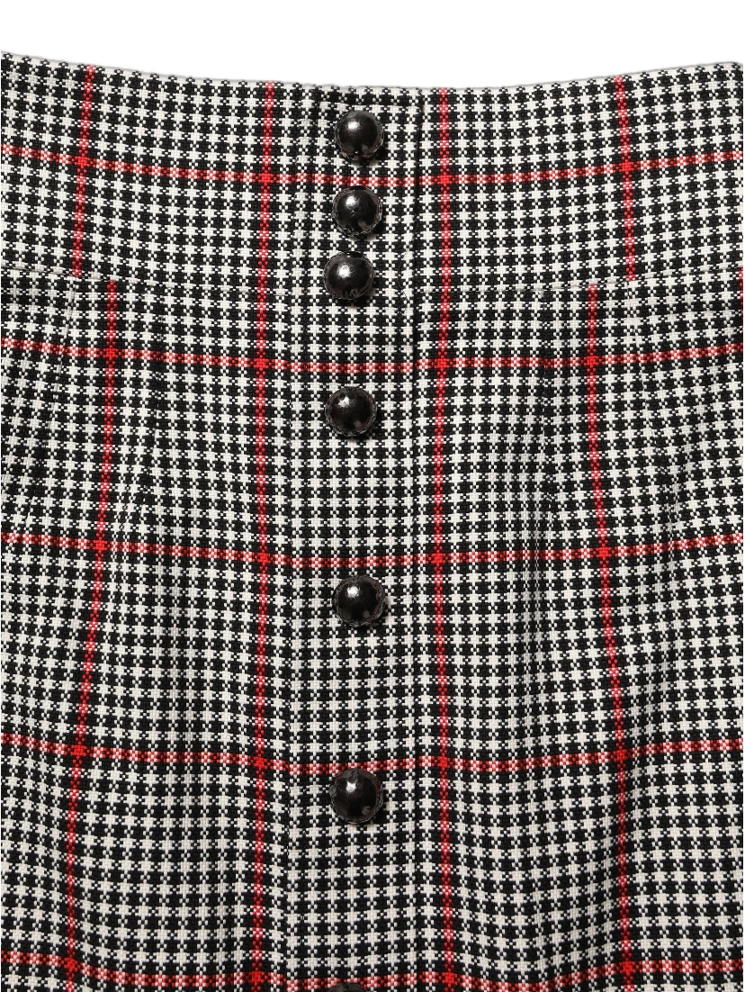 Gray Checkered High Waist A-line Mini Skirt
