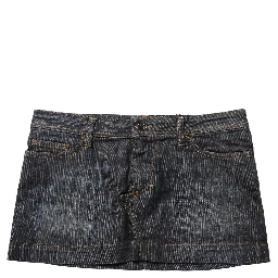 Black Cotton Spandex Low Waist Denim Mini Skirt