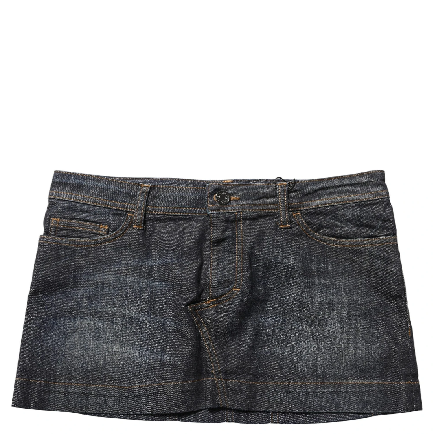 Black Cotton Spandex Low Waist Denim Mini Skirt