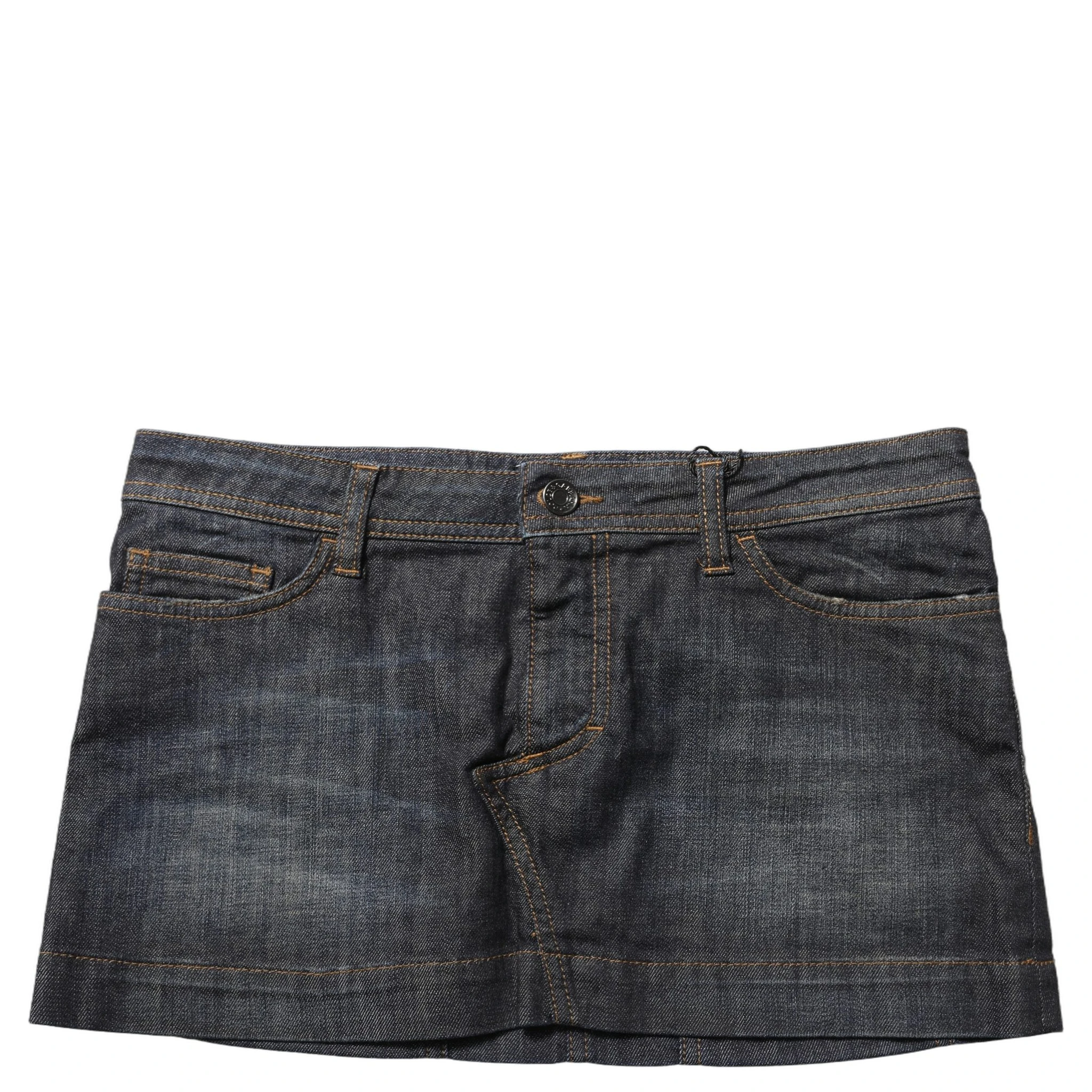 Black Cotton Spandex Low Waist Denim Mini Skirt
