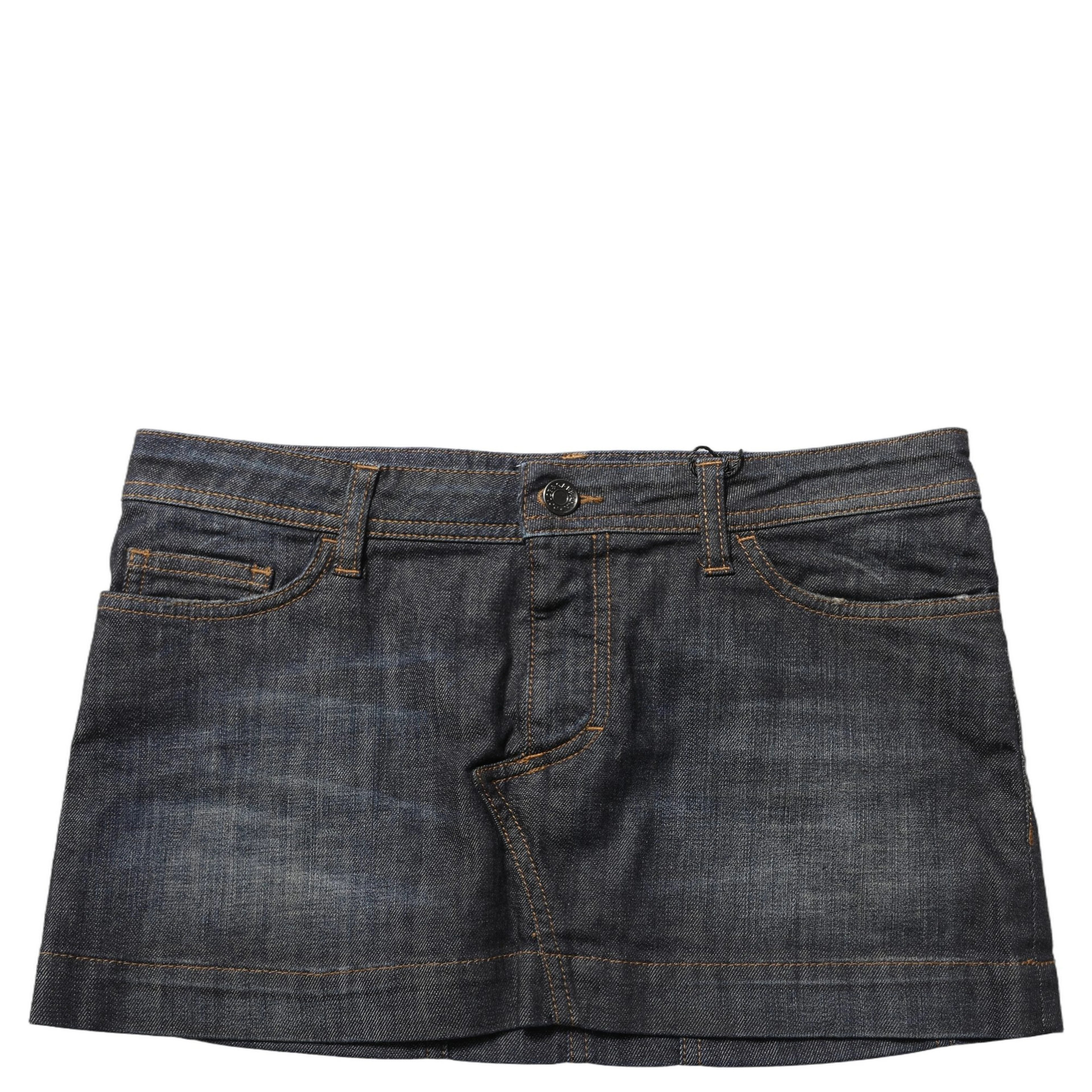 Black Cotton Spandex Low Waist Denim Mini Skirt