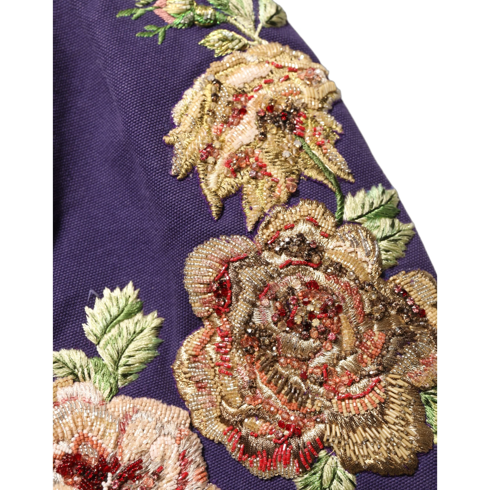 Purple Floral Embellsihed MidWaist Mini Skirt