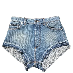 Blue Cotton High Waist Denim Hotpants Shorts