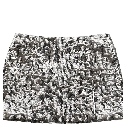 Silver Leopard Jacquard Mid Waist Mini Skirt