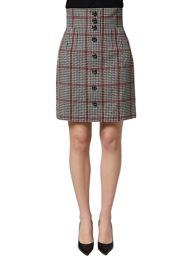 Gray Checkered High Waist A-line Mini Skirt alternative