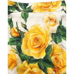 White Rose Print HighWaist Sheath Mini Skirt