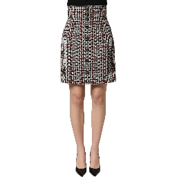 Gray Checkered High Waist A-line Mini Skirt