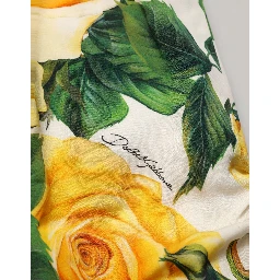 White Rose Print HighWaist Sheath Mini Skirt