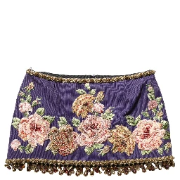 Purple Floral Embellsihed MidWaist Mini Skirt