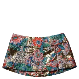 Multicolor Floral Jacquard MidWaist Mini Skirt