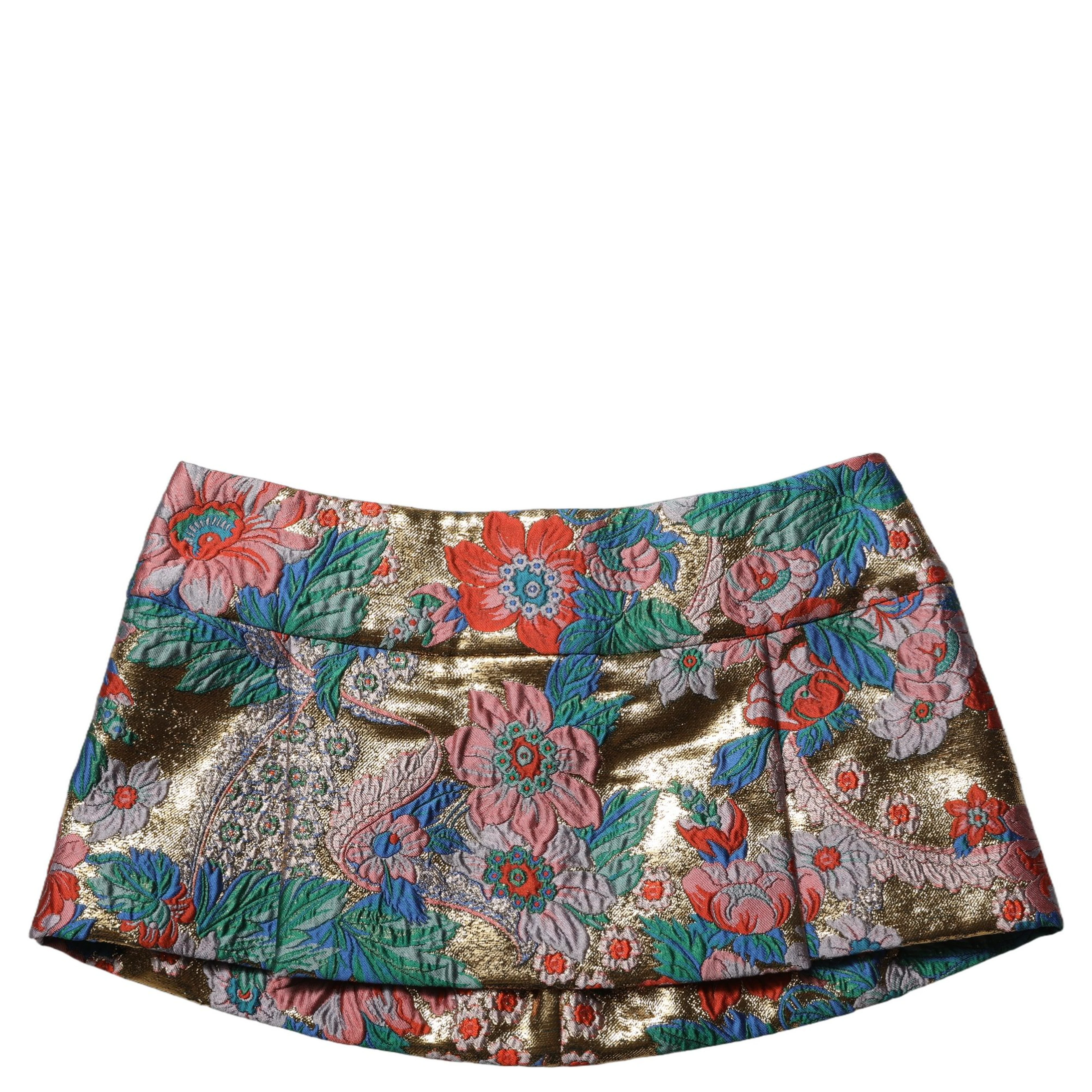 Multicolor Floral Jacquard MidWaist Mini Skirt