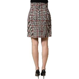 Gray Checkered High Waist A-line Mini Skirt