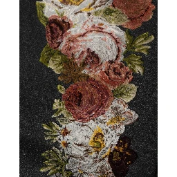 Black Floral Macramé High Waist A-line Skirt