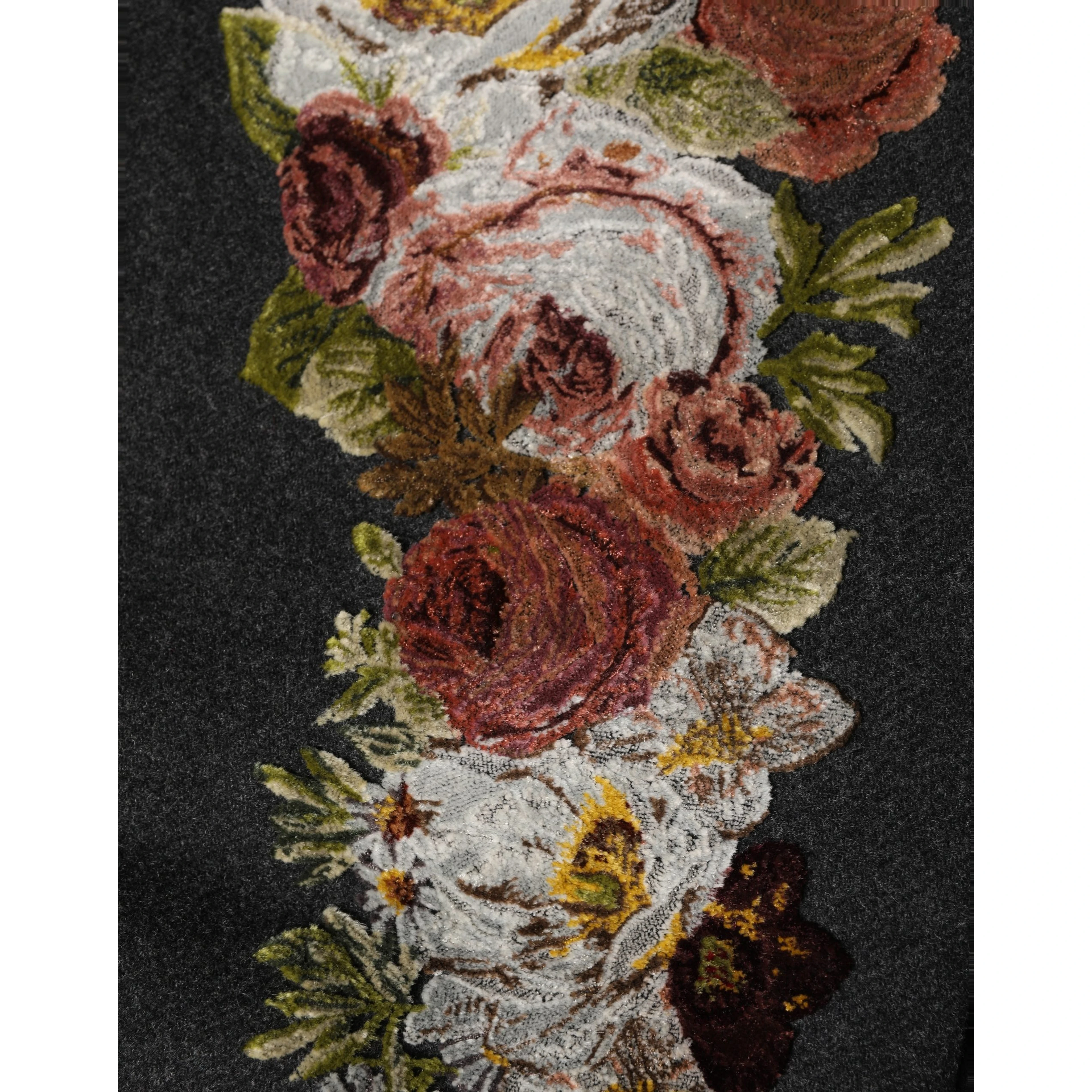 Black Floral Macramé High Waist A-line Skirt