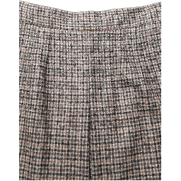 Brown Tweed High Waist A-line Mini Skirt