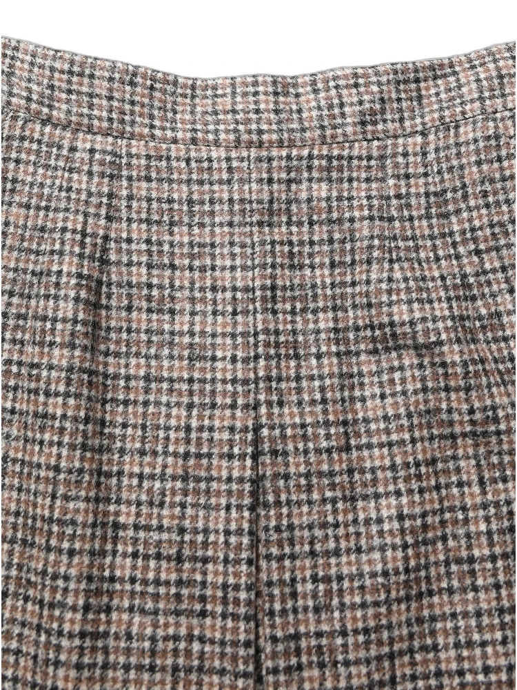 Brown Tweed High Waist A-line Mini Skirt