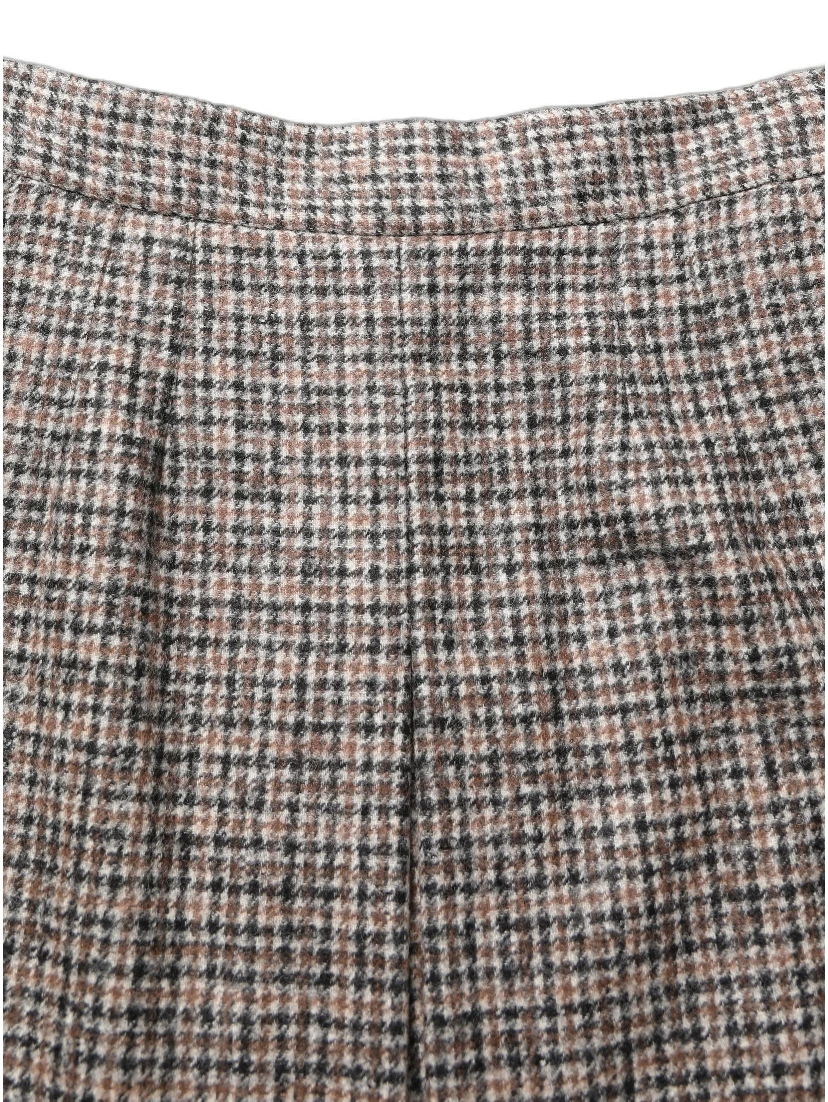 Brown Tweed High Waist A-line Mini Skirt