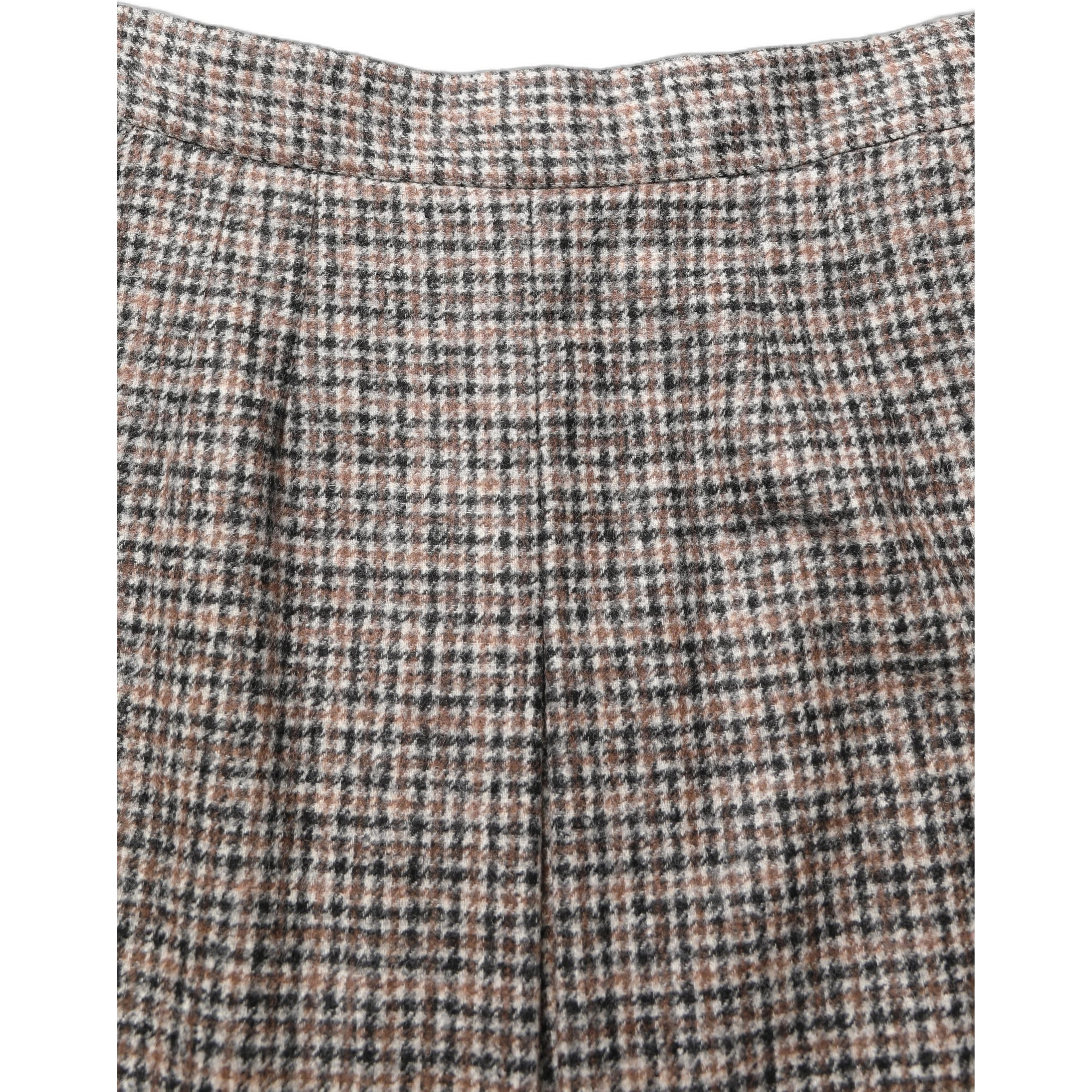 Brown Tweed High Waist A-line Mini Skirt