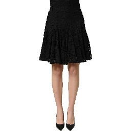 Black Floral Cut Out Lace A-line Mini Skirt