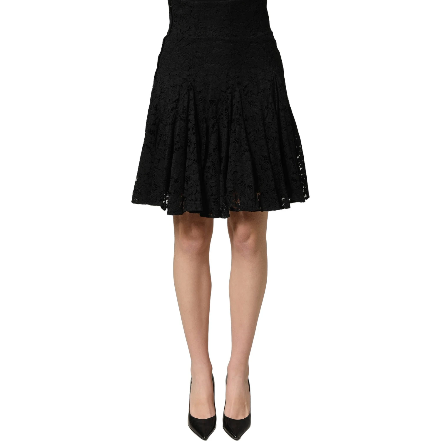 Black Floral Cut Out Lace A-line Mini Skirt