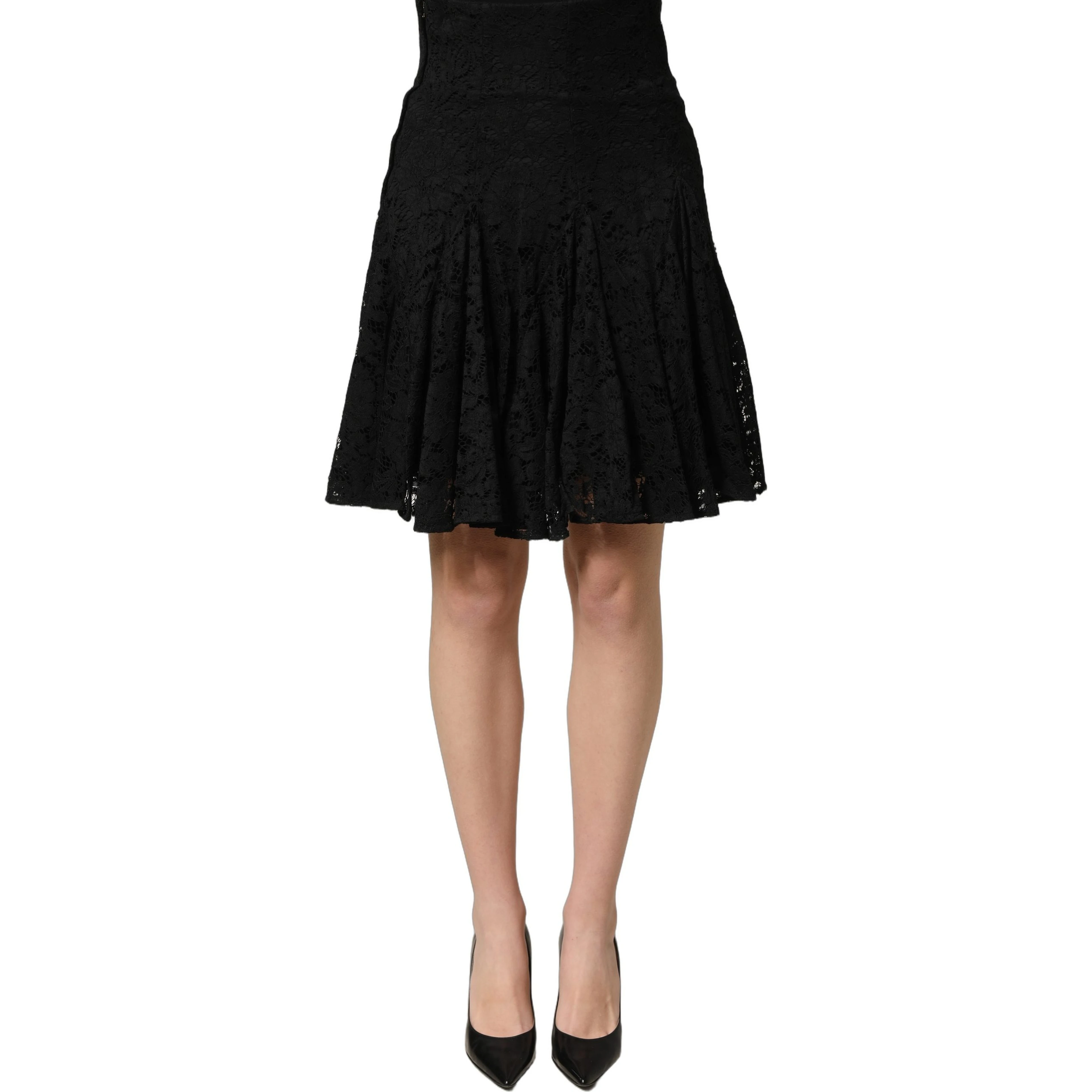 Black Floral Cut Out Lace A-line Mini Skirt