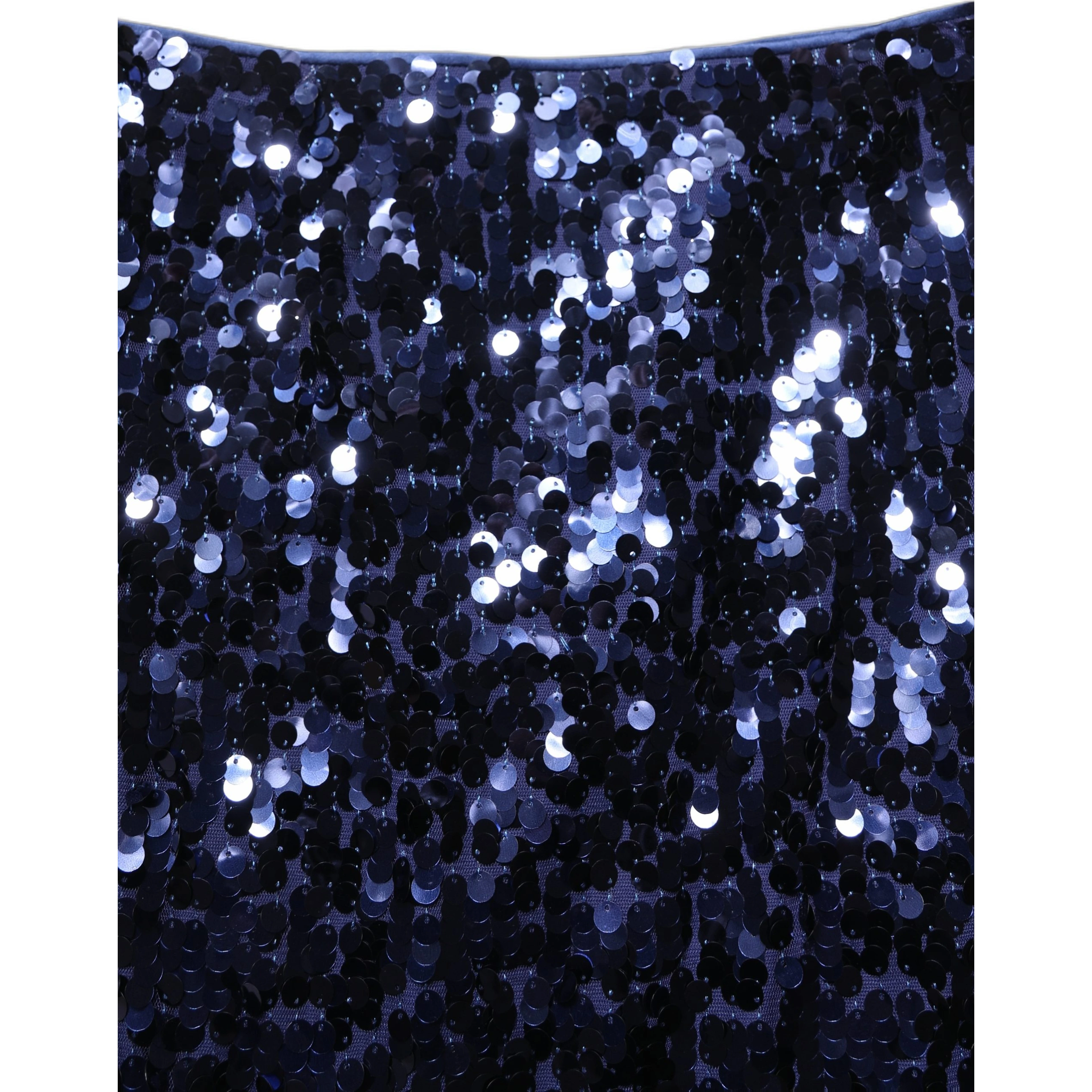 Blue Sequin High Waist PencilCut Midi Skirt