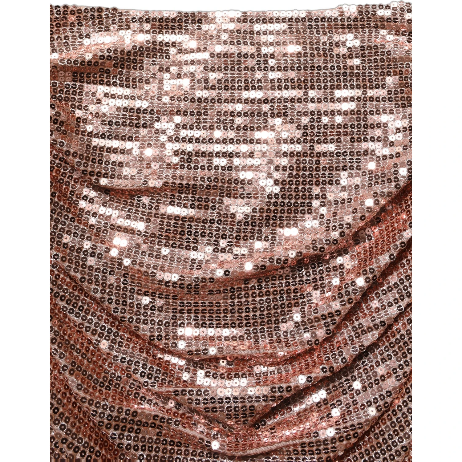 Rose Gold Sequin High Waist Ruched Maxi Skirt