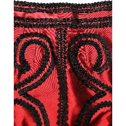 Red Soutache Embroidery A-line Mini Skirt