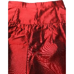 Red Silk Satin Bubble High Waist Mini Skirt
