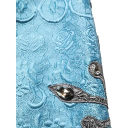 Blue Jacquard Embroidered A-line Midi Skirt