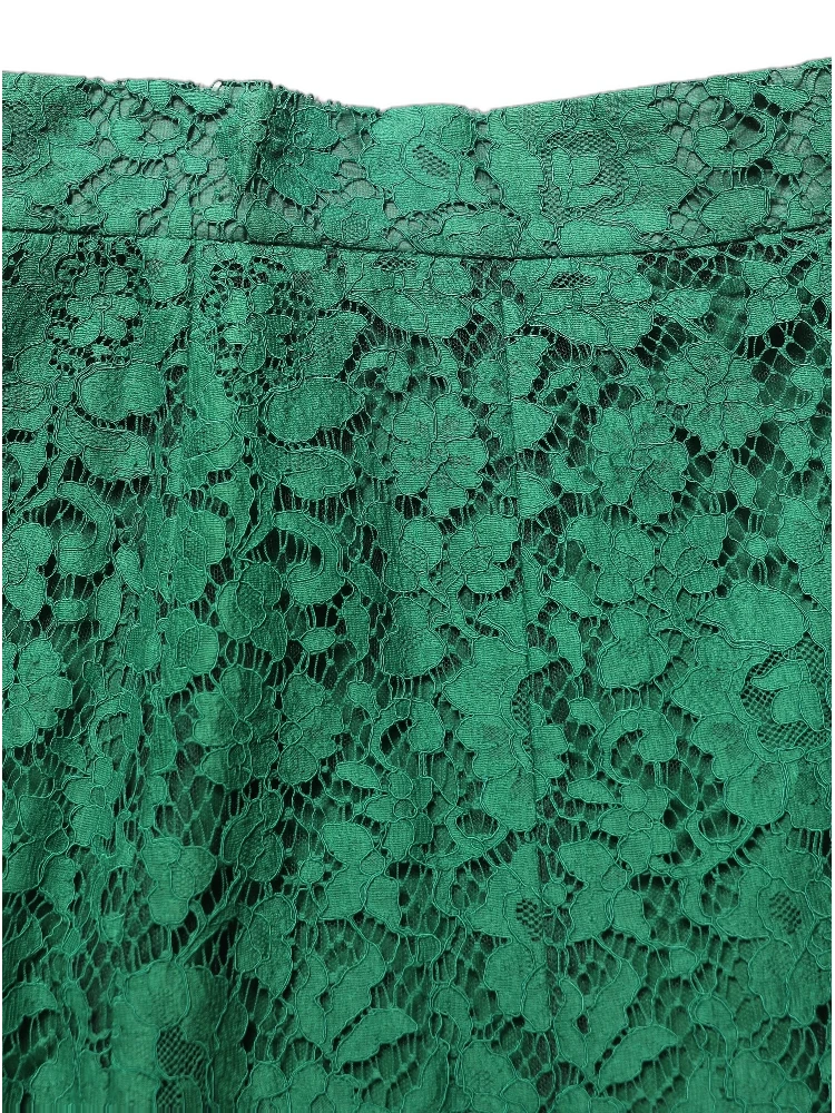 Green Lace High Waist Mermaid Midi Skirt