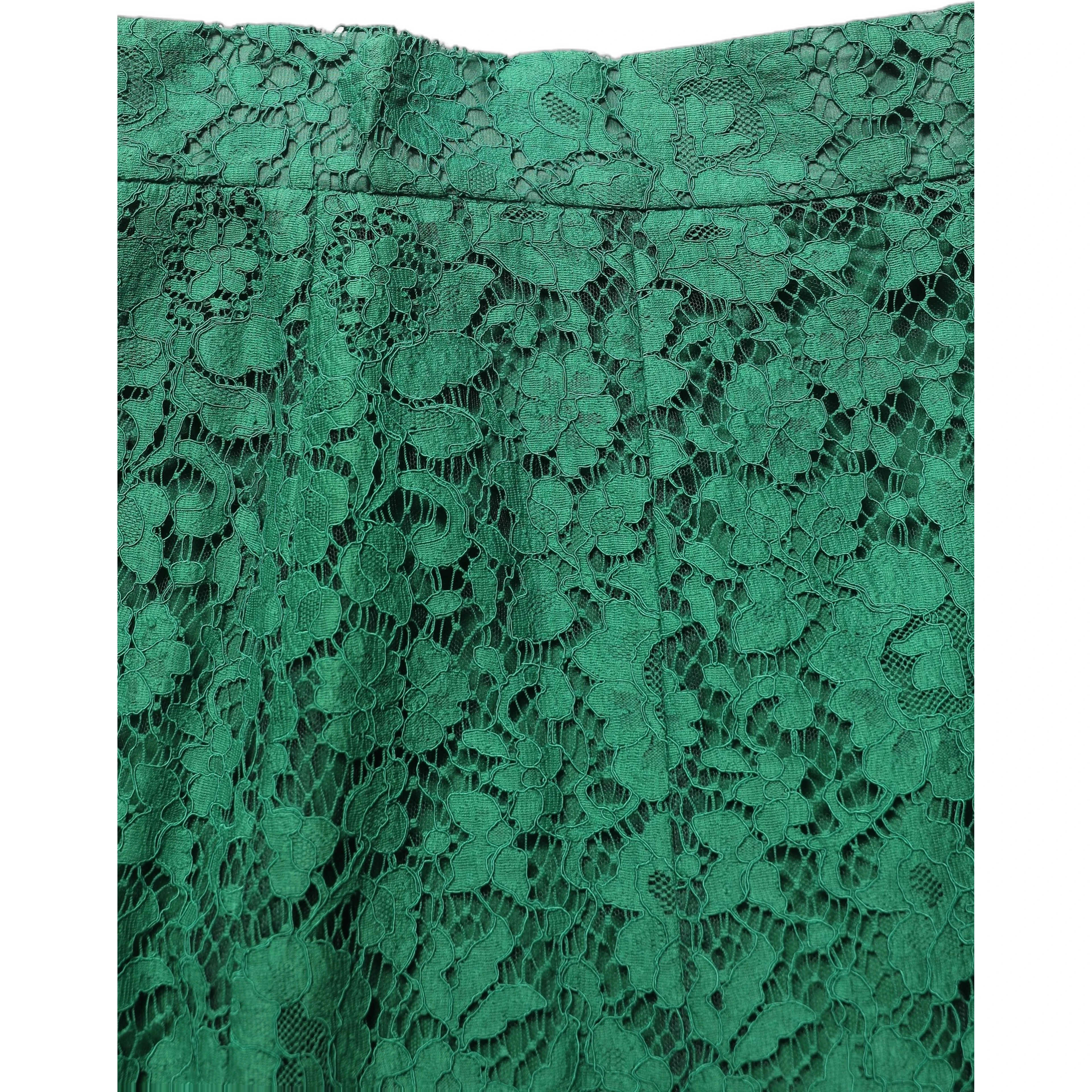Green Lace High Waist Mermaid Midi Skirt