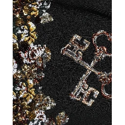 Black Floral Embellished A-line Mini Skirt