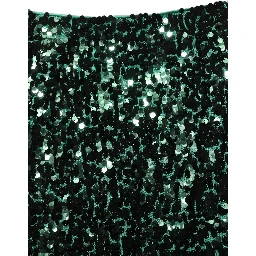 Green Sequin High Waist Pencil Cut Midi Skirt