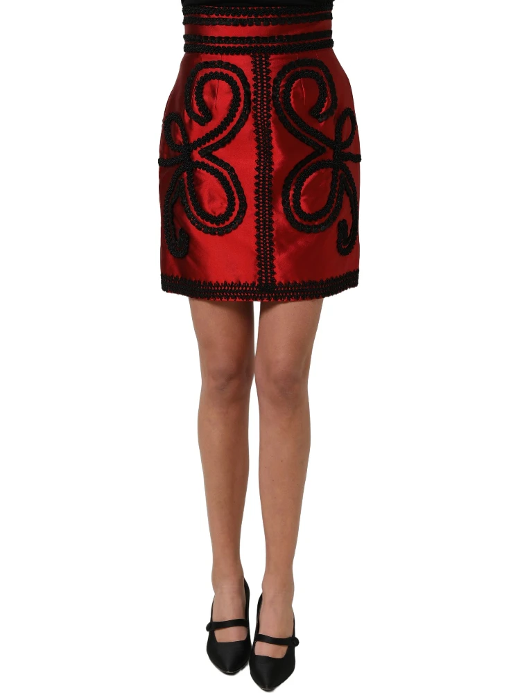 Red Soutache Embroidery A-line Mini Skirt alternative