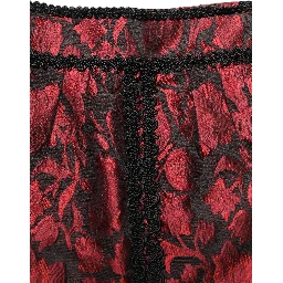 Red Black Floral Lace Jacquard Mini Skirt