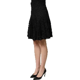 Black Floral Cut Out Lace A-line Mini Skirt