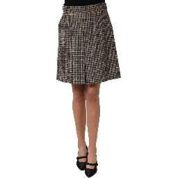 Brown Tweed High Waist A-line Mini Skirt