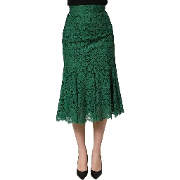 Green Lace High Waist Mermaid Midi Skirt