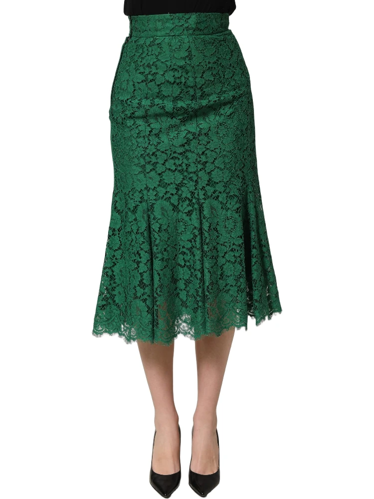 Green Lace High Waist Mermaid Midi Skirt alternative