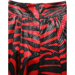 Red Black Zebra Print Cotton HighWaist Pants