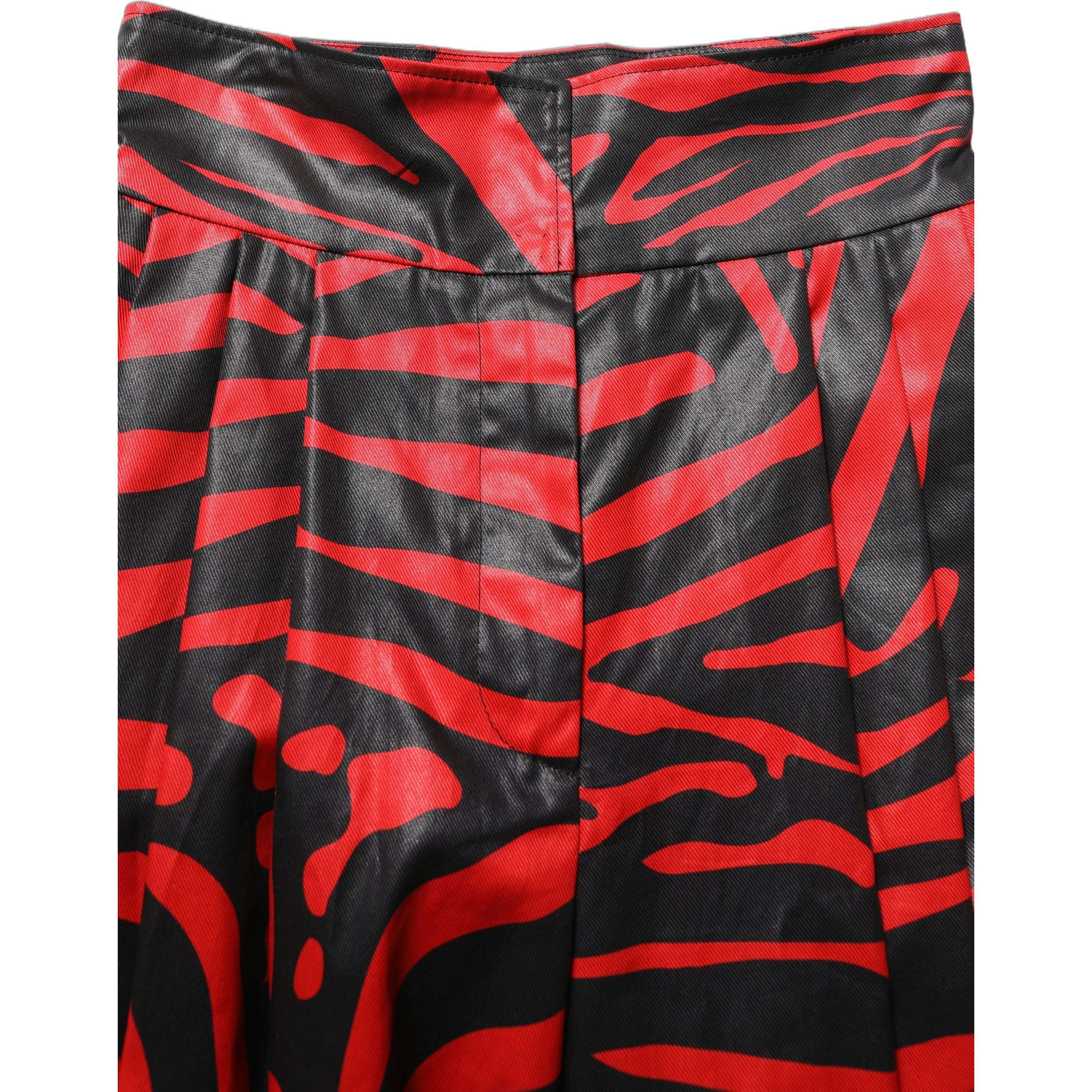Red Black Zebra Print Cotton HighWaist Pants