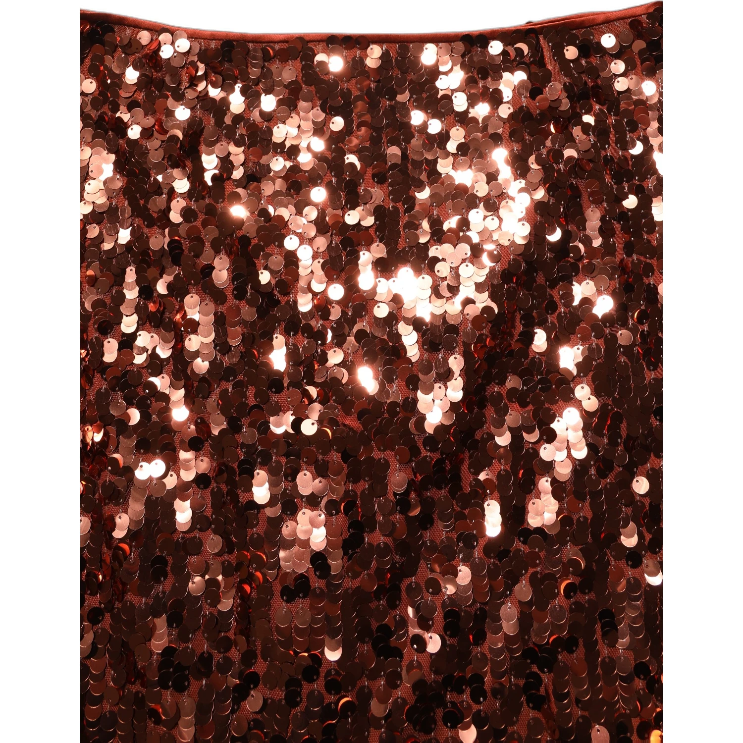Bronze Sequin HighWaist PencilCut Midi Skirt