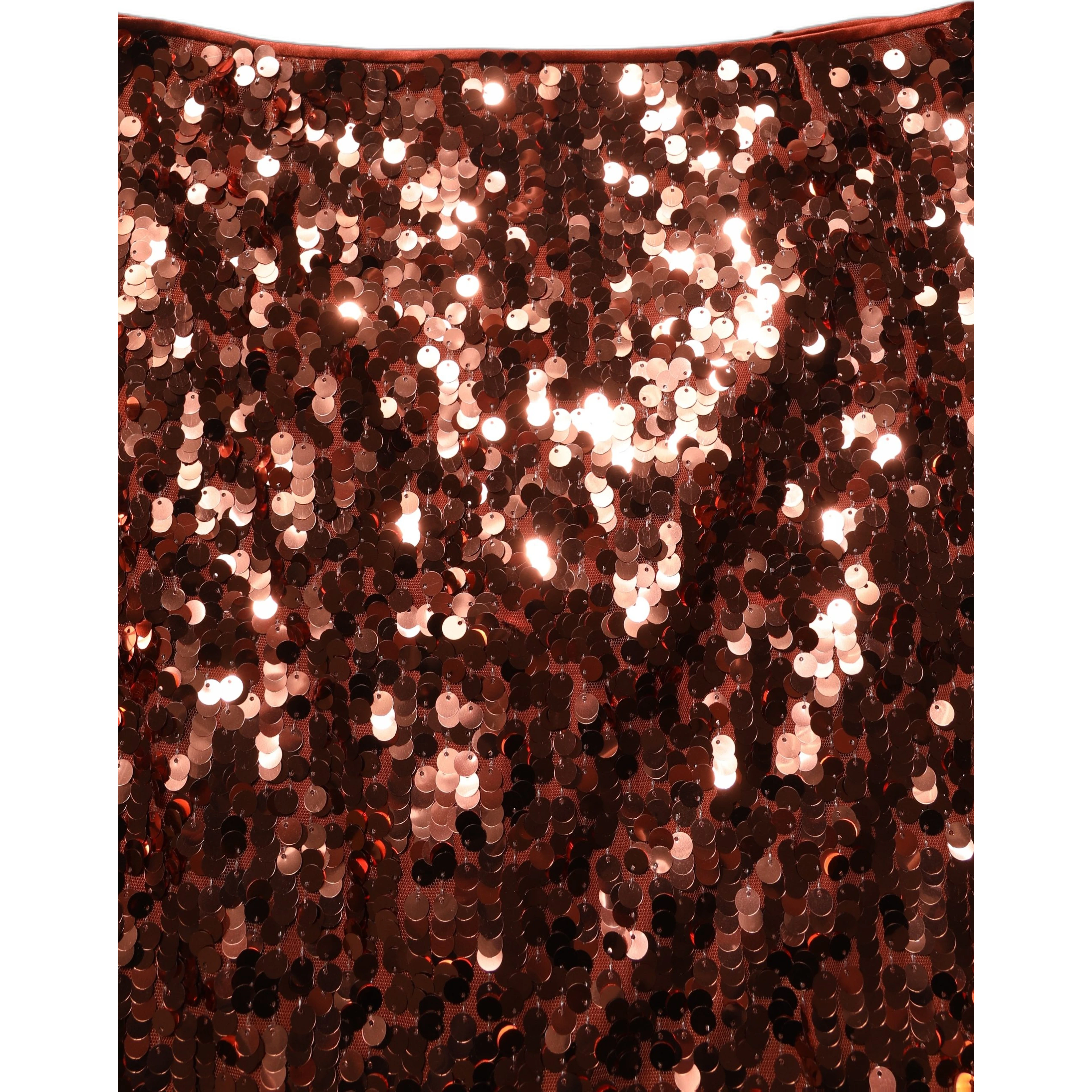 Bronze Sequin HighWaist PencilCut Midi Skirt