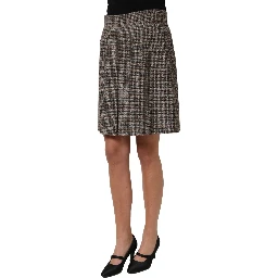Brown Tweed High Waist A-line Mini Skirt