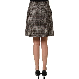 Brown Tweed High Waist A-line Mini Skirt